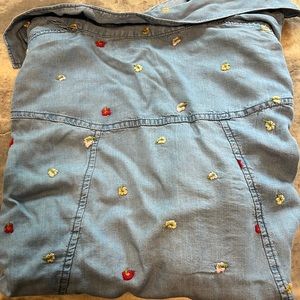 NWT Chambray Embroidered Flower Shirt